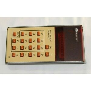Rockwell 8R Vintage Handheld Calculator Red LED Display Orange Buttons Tested